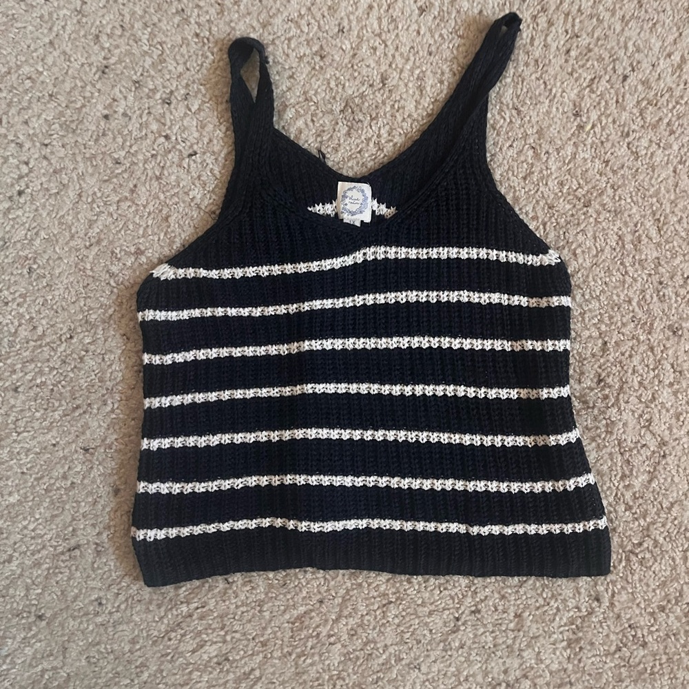 Striped Black and White Knit Tank Top